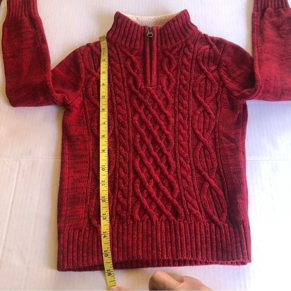 Lands' End Boys Cable Zipper Mock Neck Sweater Size S
